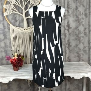 London Times black and white brush stroke dress